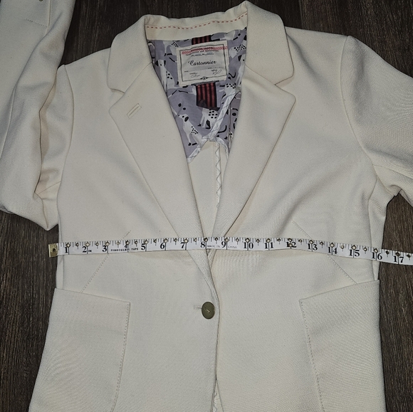 Cartonnier Cream Textured Blazer - Anthropologie Style Size 8P - Picture 11 of 13